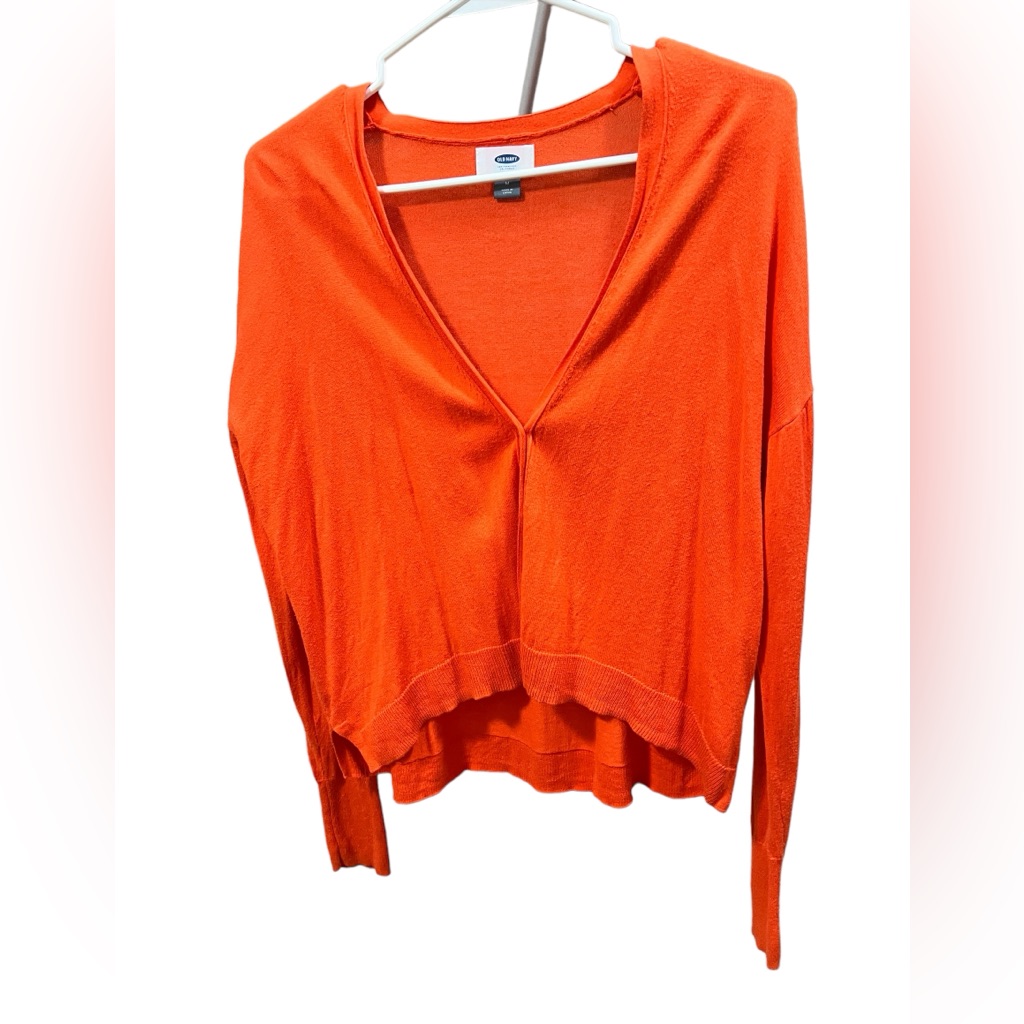 Old Navy Front Bottom Orange Cardigan Lightweight - M